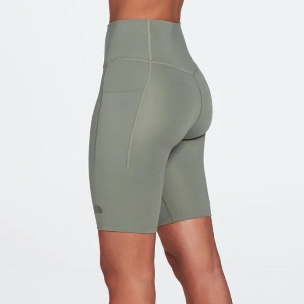 The North Face Bike Shorts Women Large Green High Rise Athletic Activewear